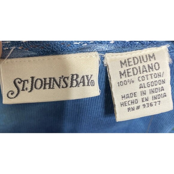 Vtg St Johns Bay Crop Top Women Size M Floral Lace Watercolor Print 3/4 Sleeve - Picture 6 of 8